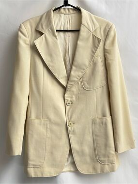Vintage 60s Cream Sport Coat union Fortrel Wool Blend Blake’s Men’s Wellend 38R